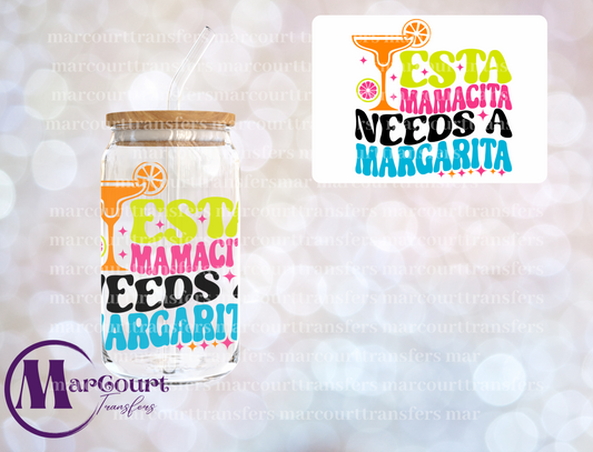 ESTA MAMACITA NEEDS A MARGARITA-DECAL-UV DTF CUP WRAP