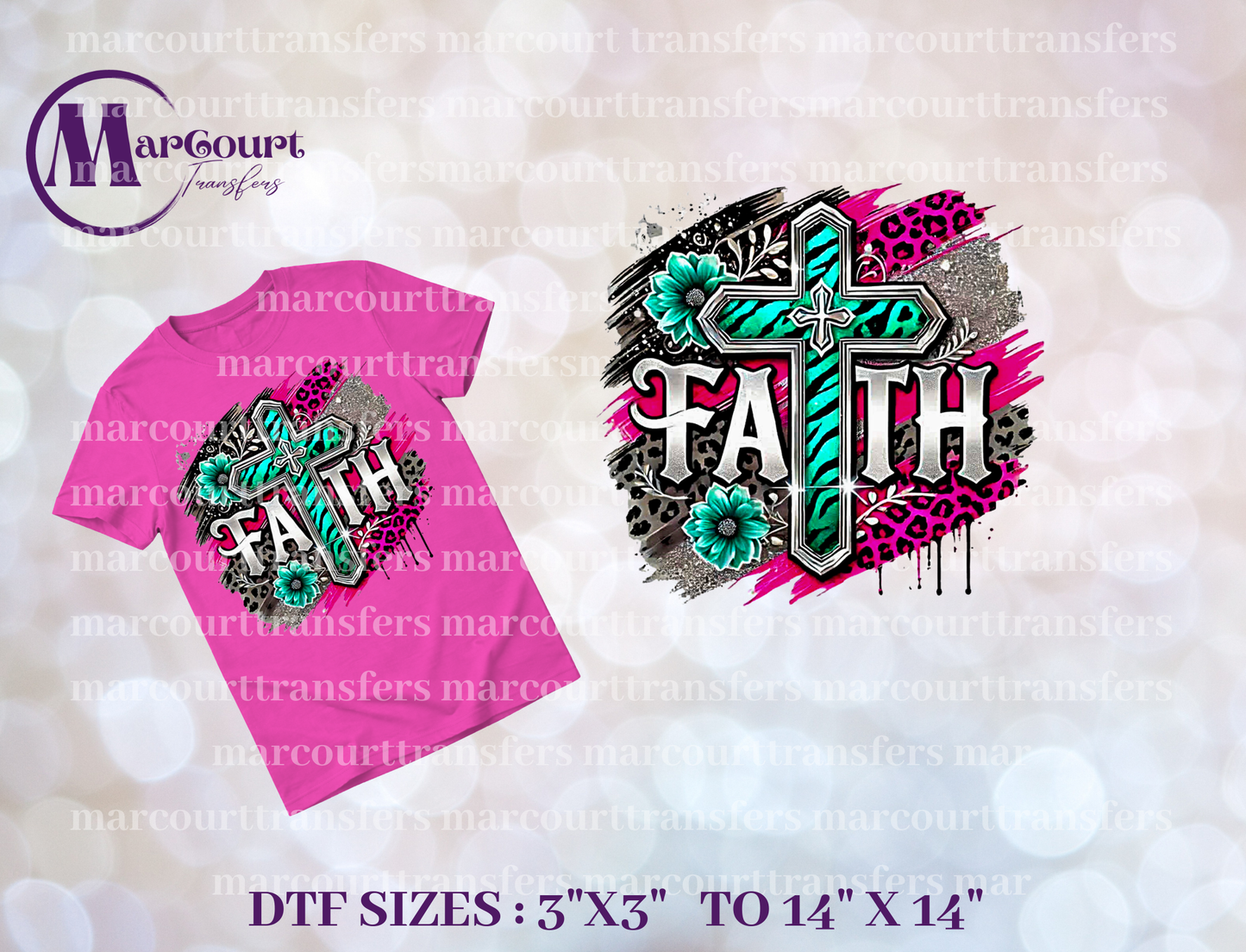 DTF-FAITH TEAL AND PINK CHEETAH