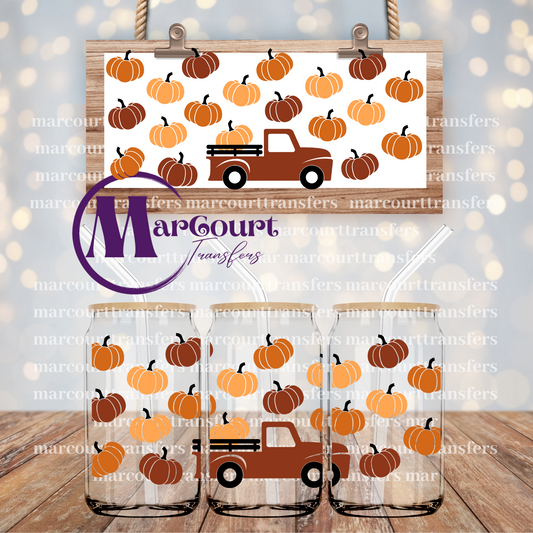 FALL TRUCK WITH PUMPKINS-16 0Z-UV DTF CUP WRAP