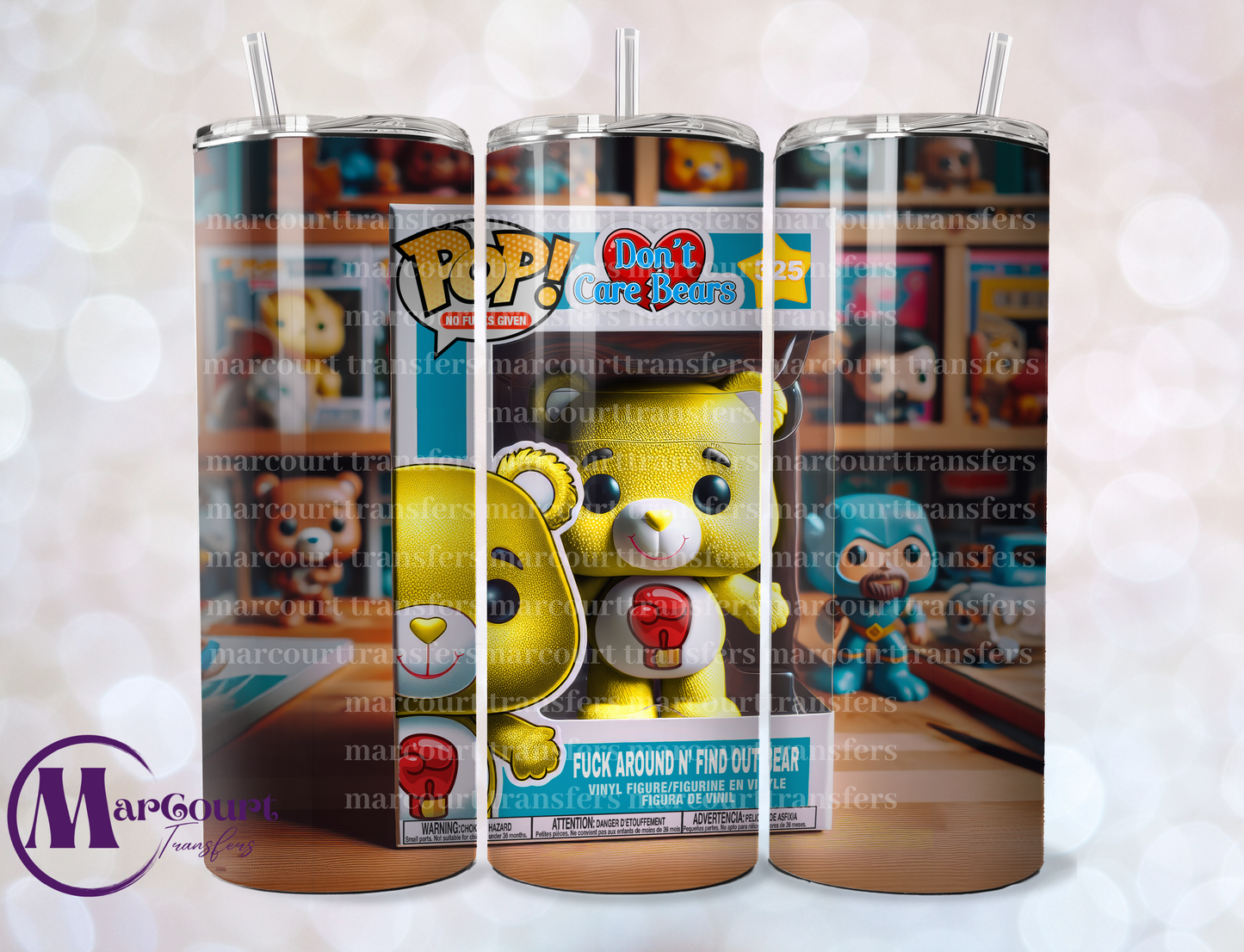 F AROUND AND FIND OUT CARE BEAR-SKINNY TUMBLER TRANSFER