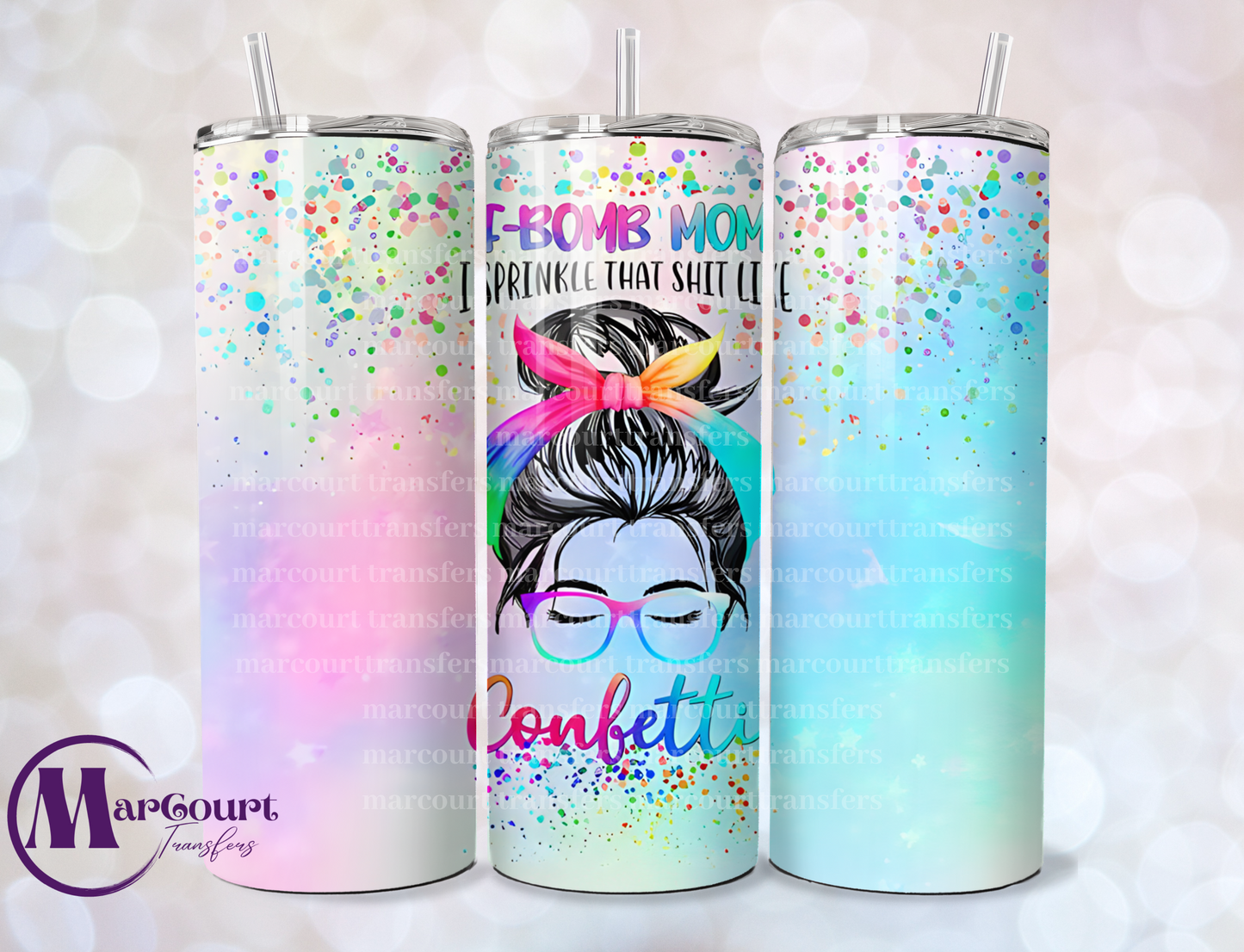 F BOMB MOM -SKINNY TUMBLER TRANSFER