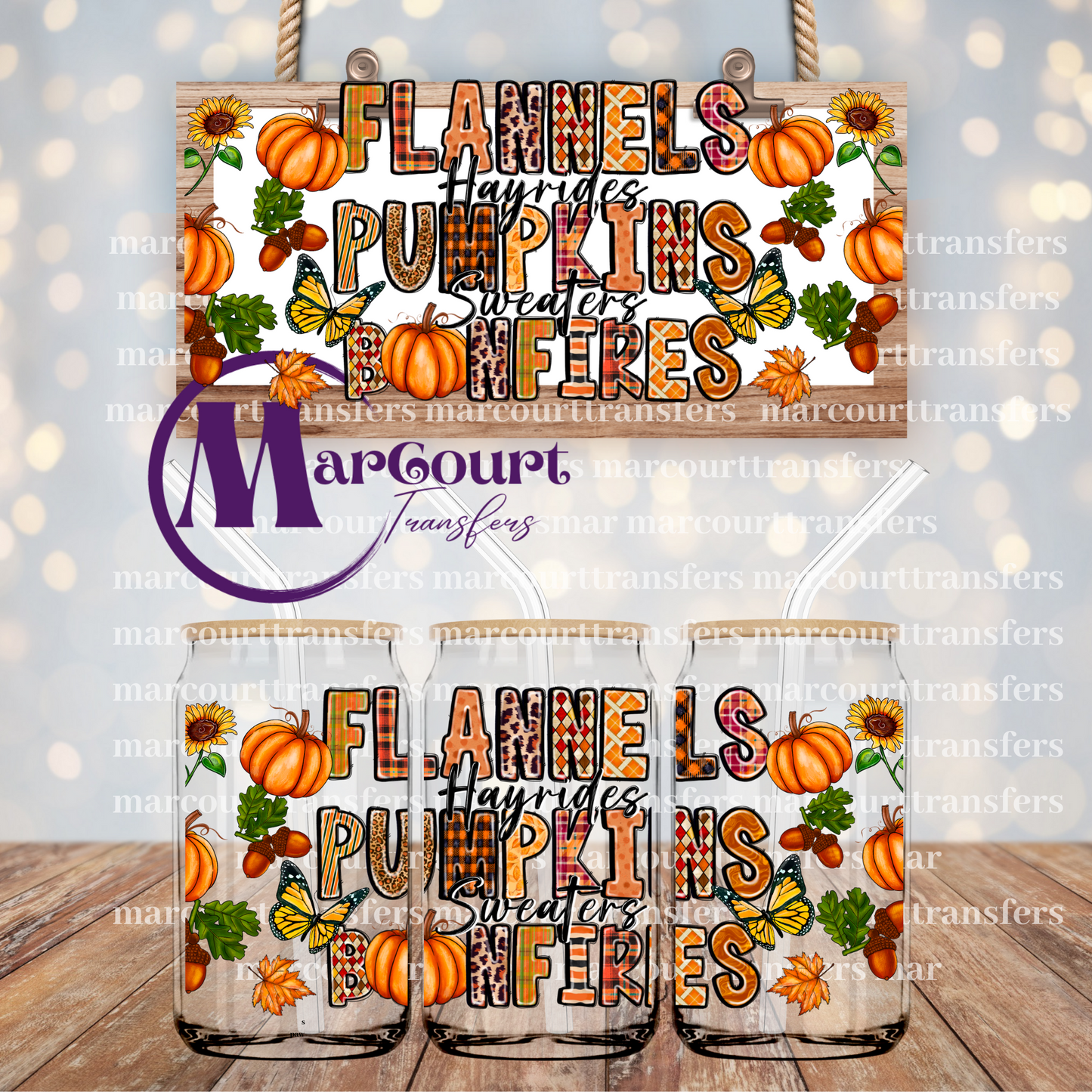 FLANNELS PUMPKINS BONFIRES-16 0Z-UV DTF CUP WRAP