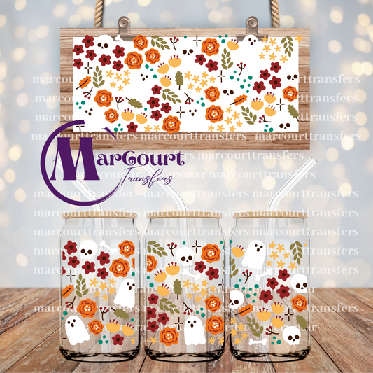 FLORAL HALLOWEEN-16 0Z-UV DTF CUP WRAP