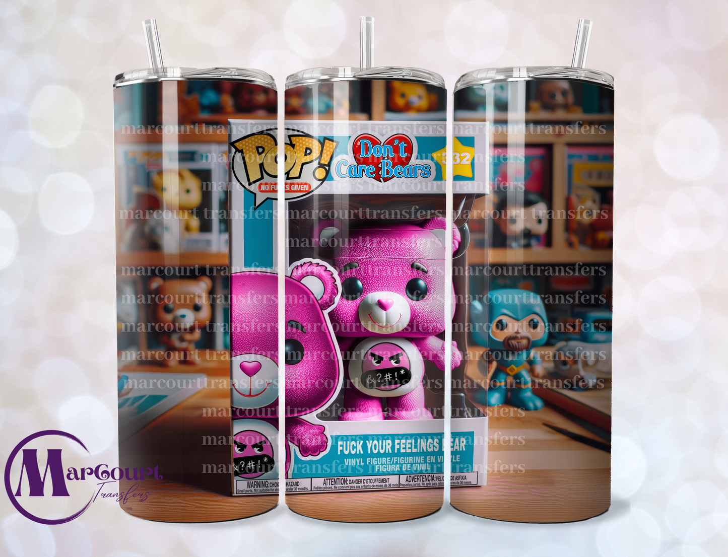 F YOUR FEELINGS CARE BEAR-SKINNY TUMBLER TRANSFER