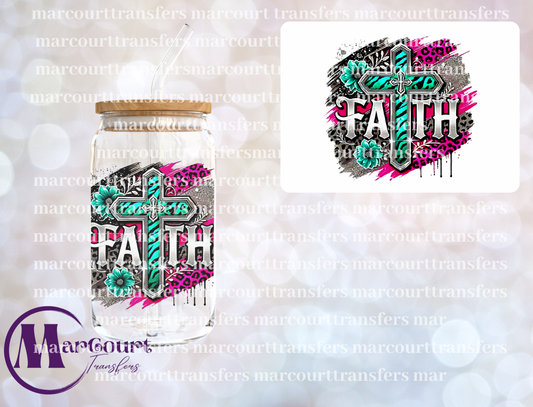 FAITH TEAL AND PINK CHEETAH-DECAL-UV DTF CUP WRAP