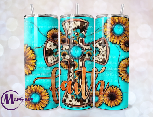 FAITH TURQUOISE-SKINNY TUMBLER TRANSFER