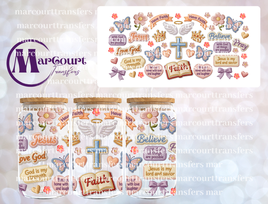 FAITH AND JESUS-16 0Z-UV DTF CUP WRAP
