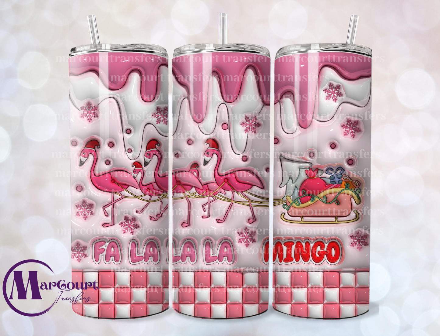 FA LA LA LA MINGO SLEIGH-SKINNY TUMBLER TRANSFER