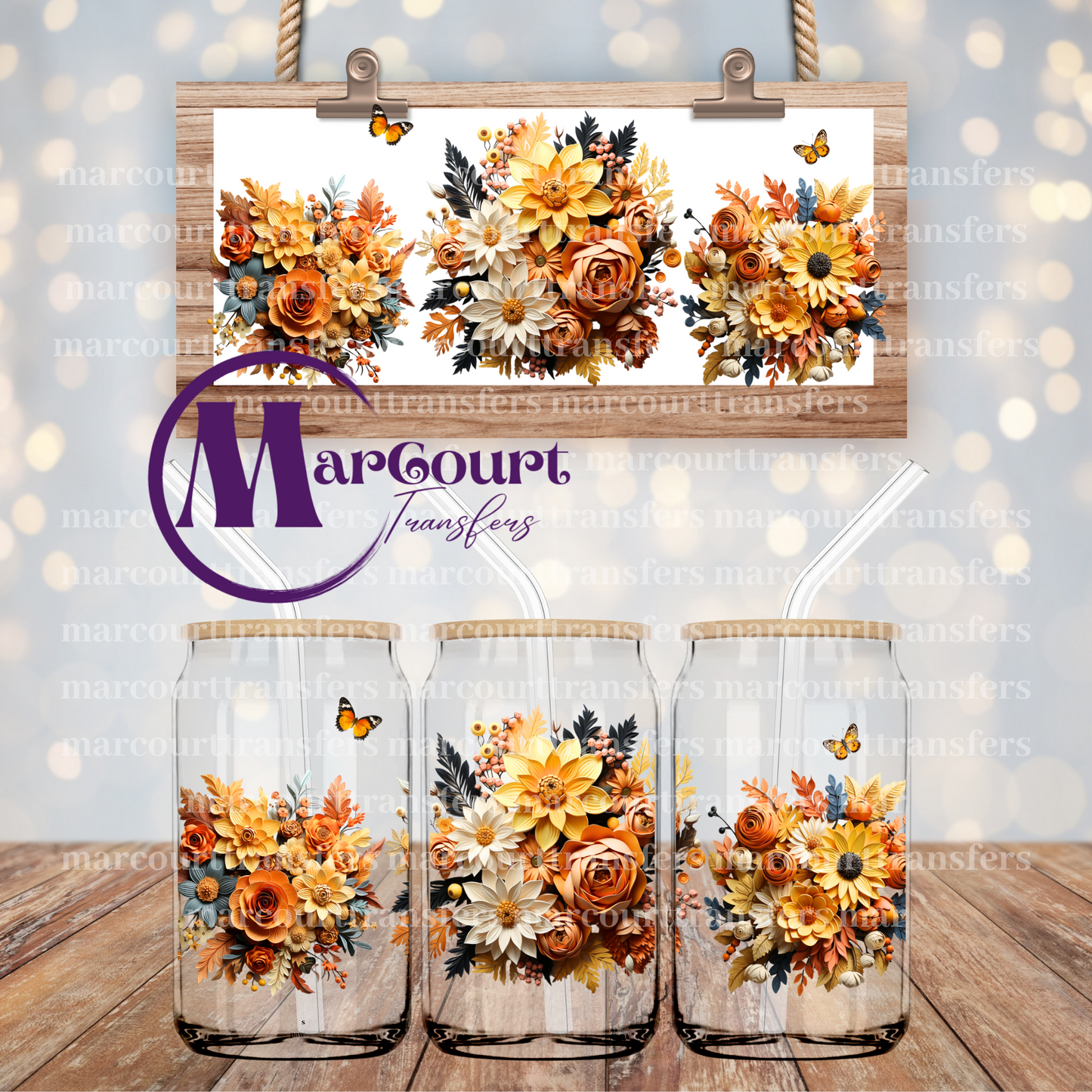 FALL FLOWERS-16 0Z-UV DTF CUP WRAP