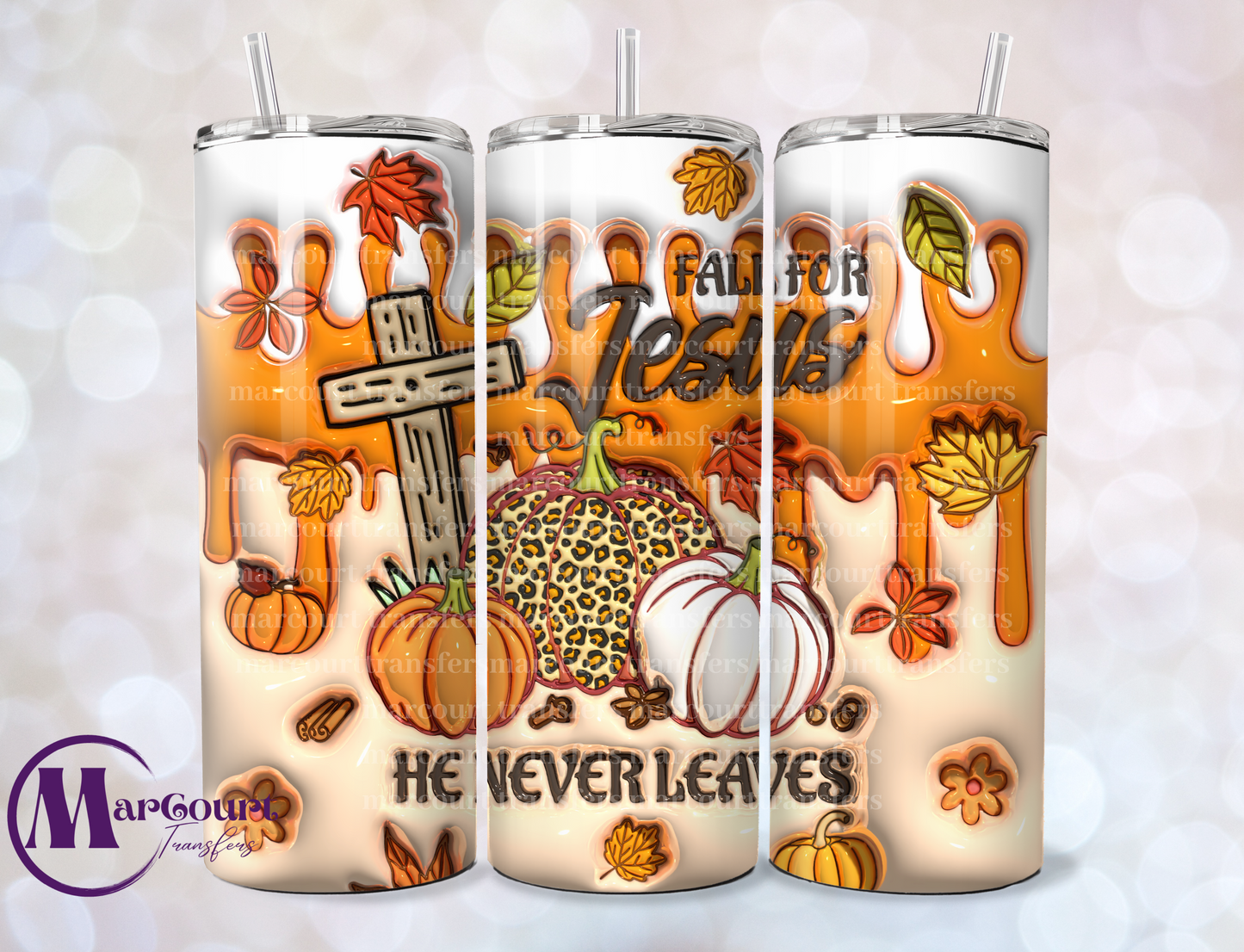 FALL FOR JESUS-SKINNY TUMBLER TRANSFER