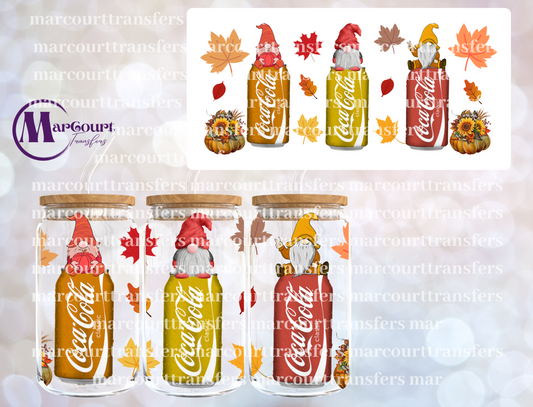 FALL GNOME COCA COLA-16 0Z-UV DTF CUP WRAP