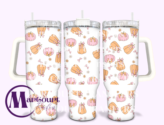 FALL PUMPKIN COQUETTE-40 0Z-SUBLIMATION TUMBLER TRANSFER