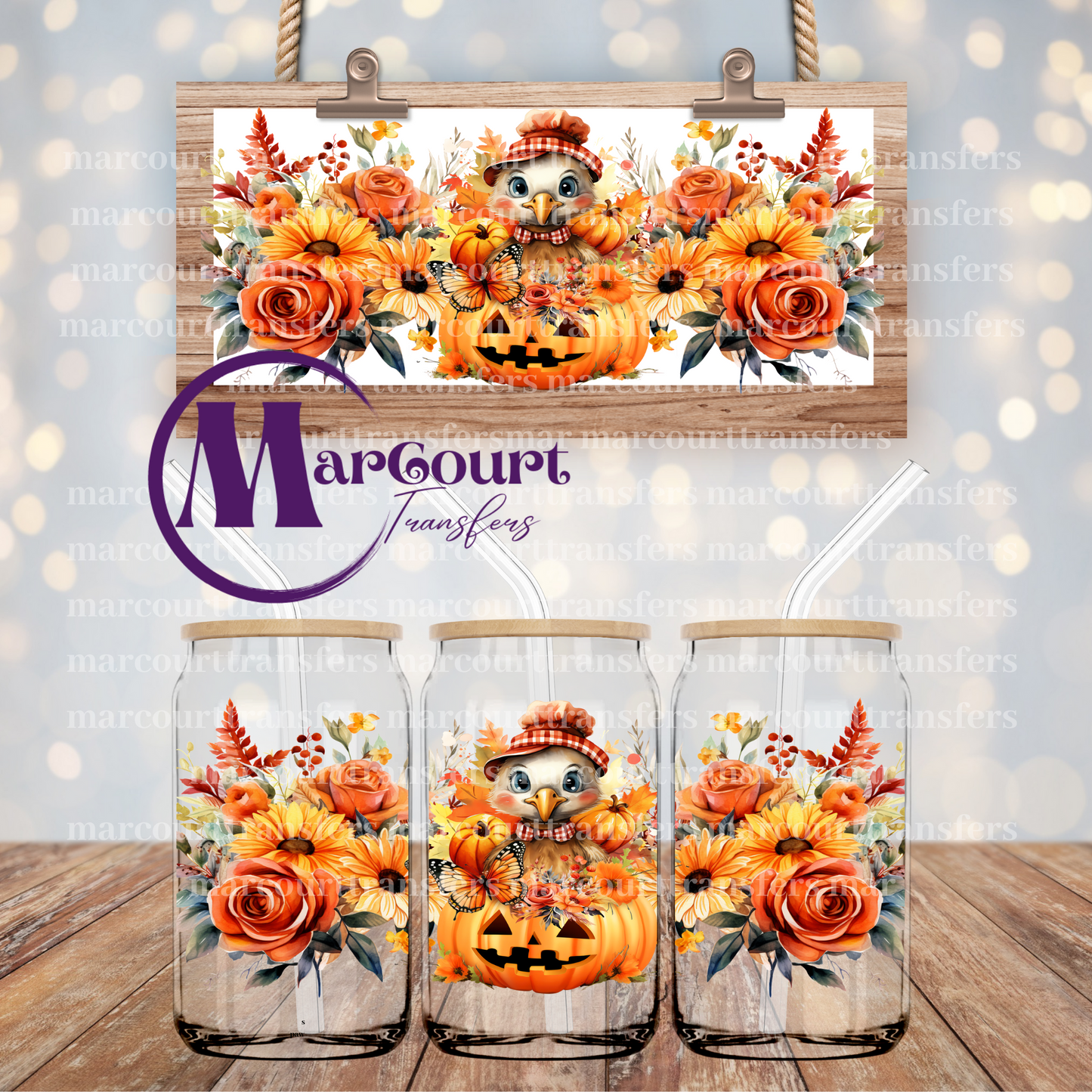 FALL TURKEY PUMPKIN 1-UV DTF CUP WRAP