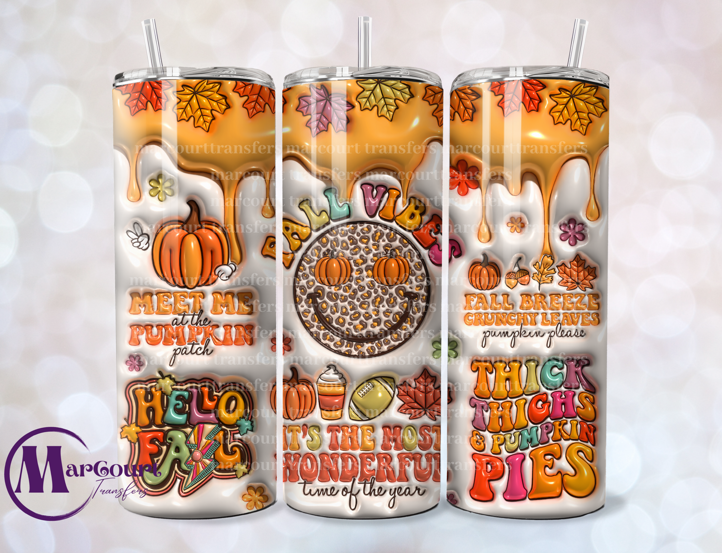 FALL VIBES IT'S THE MOST WONDERFUL TIME OF THE YEAR-SKINNY TUMBLER TRANSFER