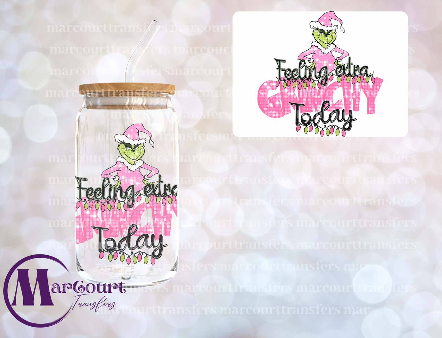 FEELING EXTRA GRINCHY FAUX SEQUIN-DECAL-UV DTF CUP WRAP