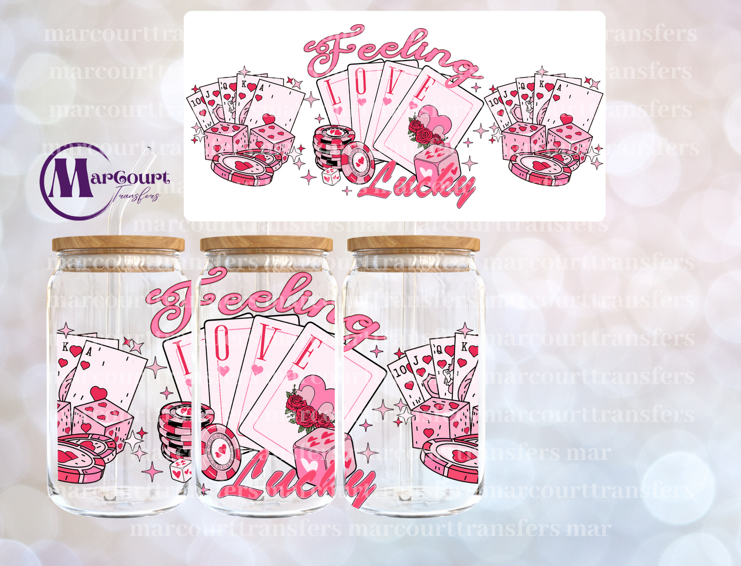 FEELIN LUCKY CARDS-16 0Z-UV DTF CUP WRAP