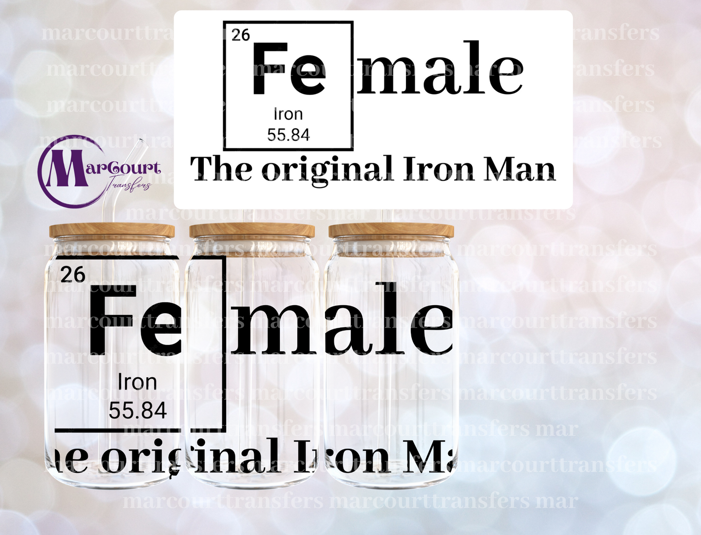 FEMALE THE ORIGINAL IRON MAN-16 0Z-UV DTF CUP WRAP