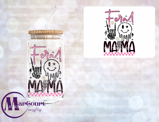 FERAL MAMA SMILEY FACE DRIP-DECAL-UV DTF CUP WRAP