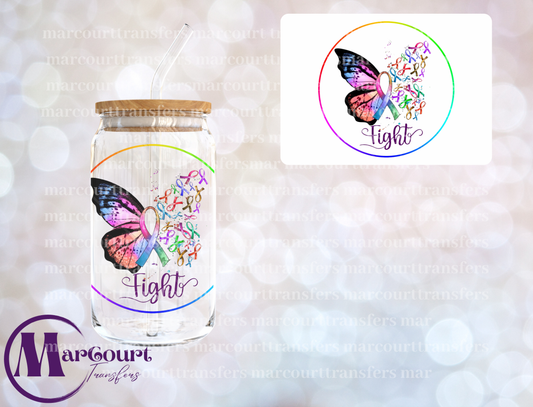 FIGHT CANCER BUTTERFLY-DECAL-UV DTF CUP WRAP