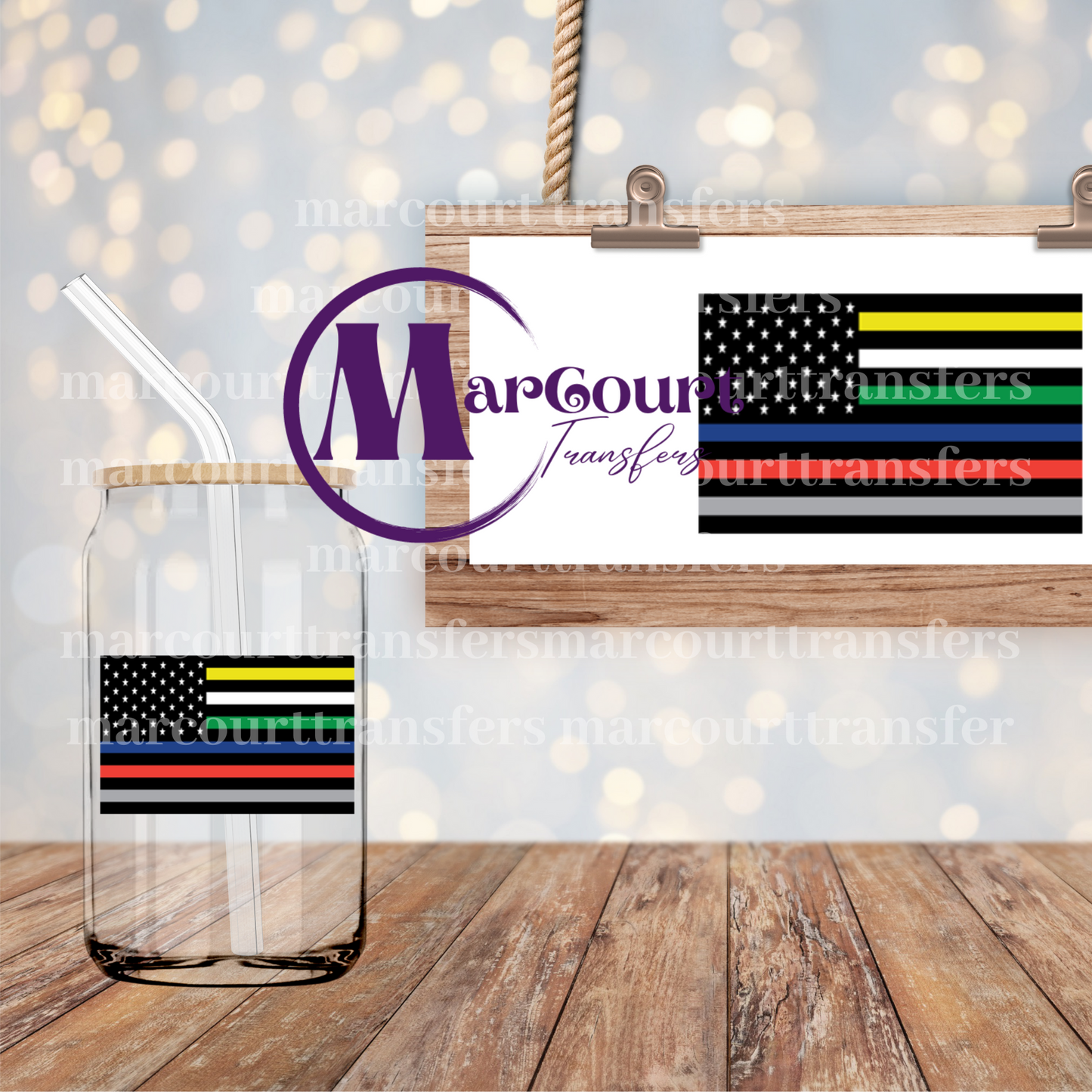 FIRST RESPONDER FLAG-DECAL-UV DTF CUP WRAP