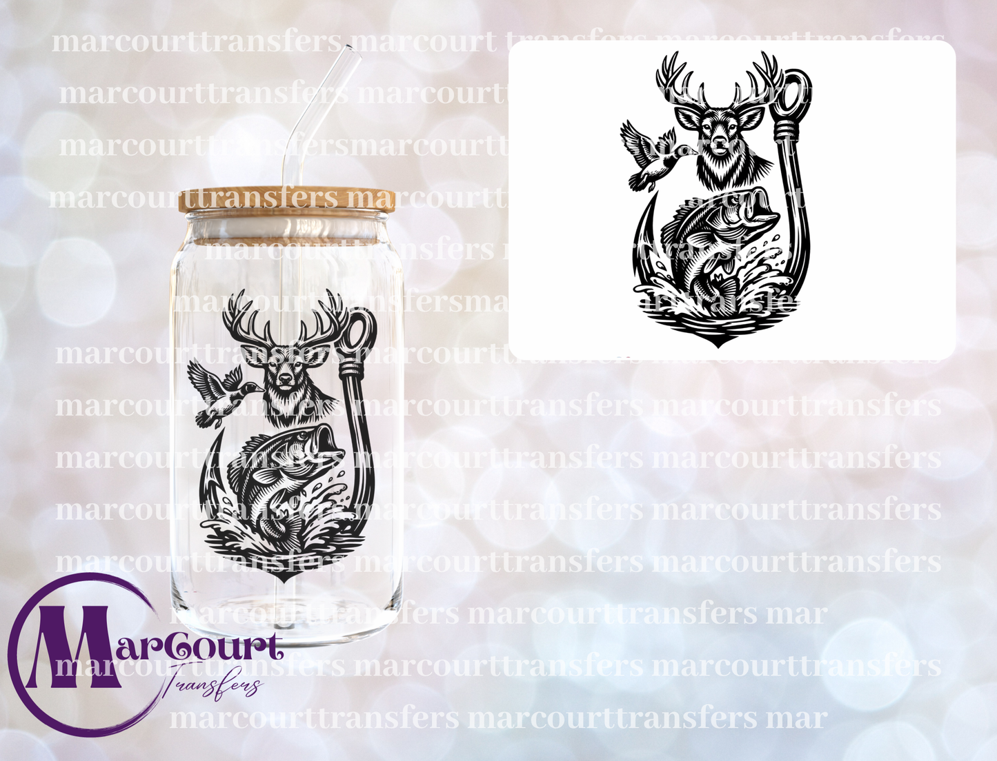 FISH, DEER, AND DUCKS-UV DTF CUP WRAP