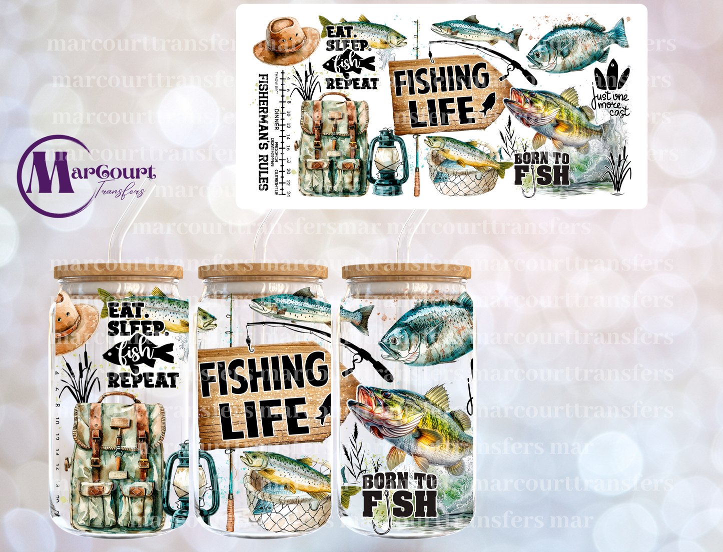 FISHING LIFE 16-16 0Z-UV DTF CUP WRAP