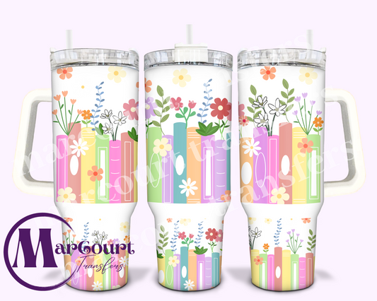 FLORAL BOOKS COLORFUL-40 0Z-UV DTF CUP WRAP