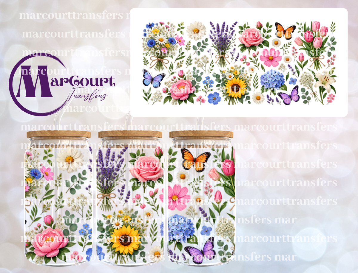 FLORAL BOUQUETS-16 0Z-UV DTF CUP WRAP