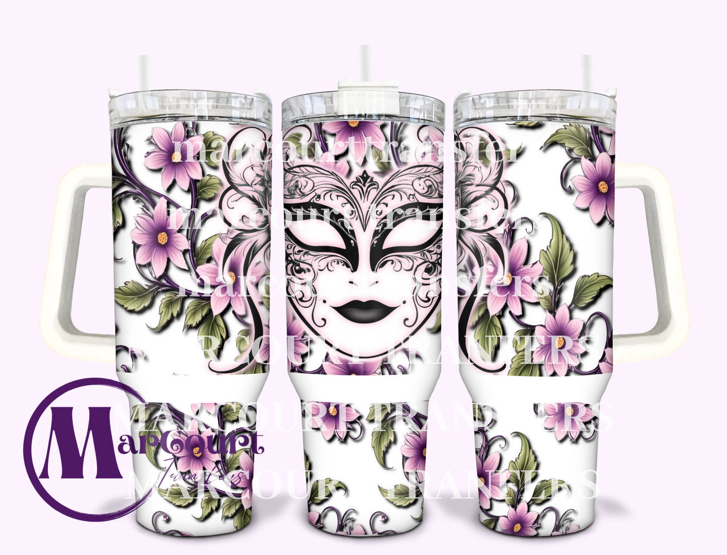 FLORAL MASK-40 0Z-UV DTF CUP WRAP