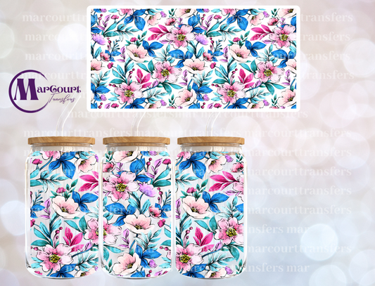 FLORAL PINK BUTTERCUPS-16 0Z-UV DTF CUP WRAP