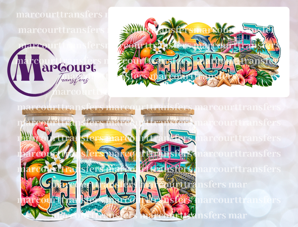 FLORIDA TROPICAL PARADISE-16 0Z-UV DTF CUP WRAP