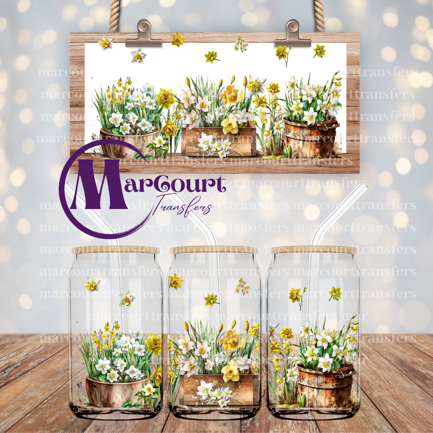 FLOWER PAILS-16 0Z-UV DTF CUP WRAP