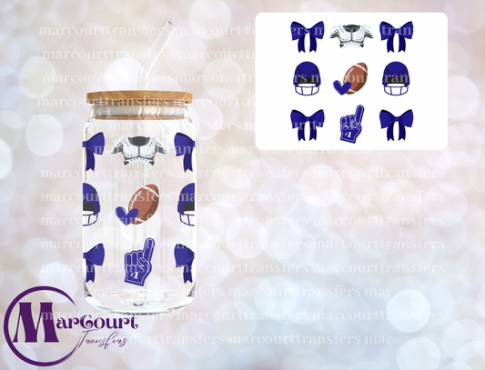 FOOTBALL BOWS NAVY-DECAL-UV DTF CUP WRAP