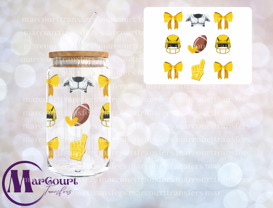 FOOTBALL BOWS YELLOW-DECAL-UV DTF CUP WRAP