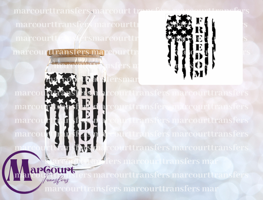 FREEDOM FLAG BLACK-DECAL-UV DTF CUP WRAP