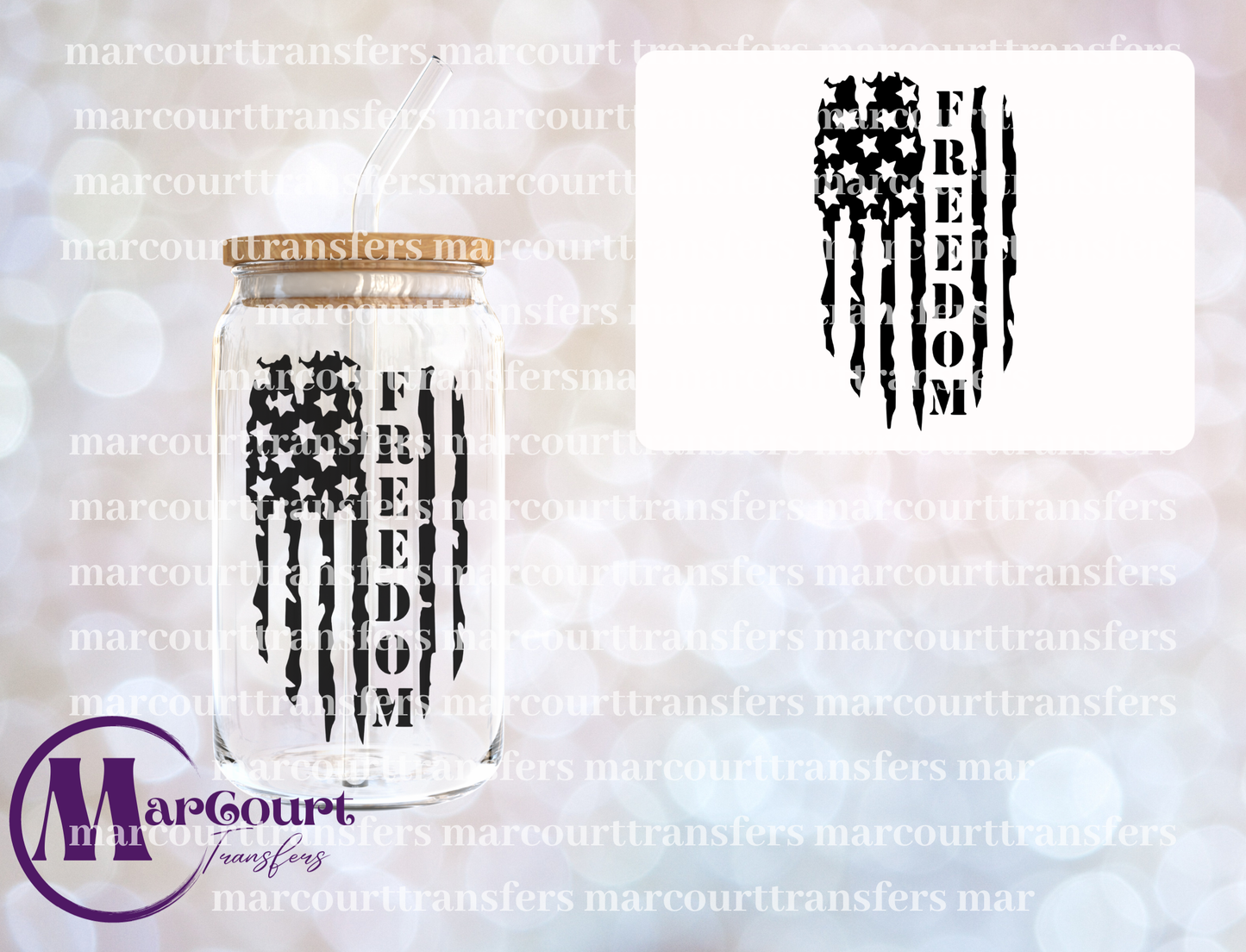 FREEDOM FLAG BLK-UV DTF CUP WRAP