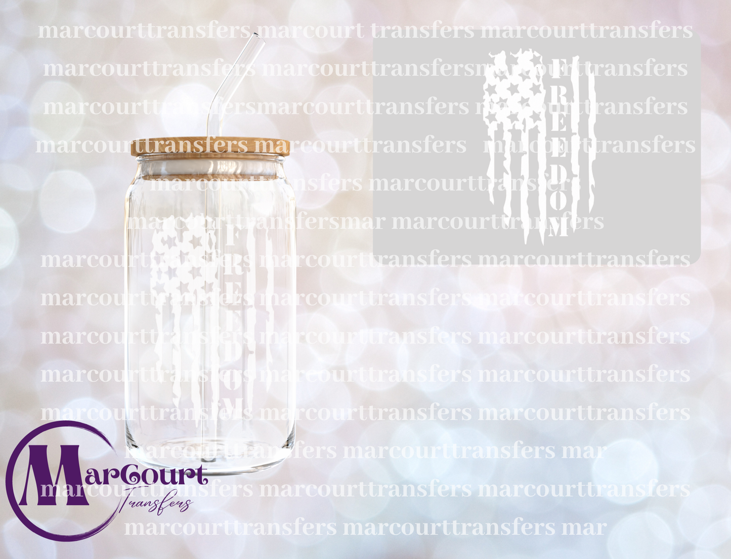 FREEDOM FLAG WHITE-UV DTF CUP WRAP
