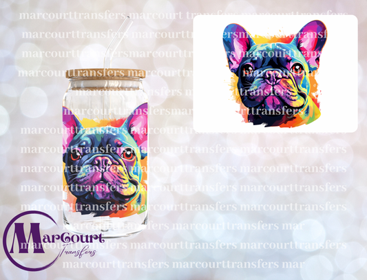 FRENCH BULLDOG NEON COLORS-DECAL-UV DTF CUP WRAP