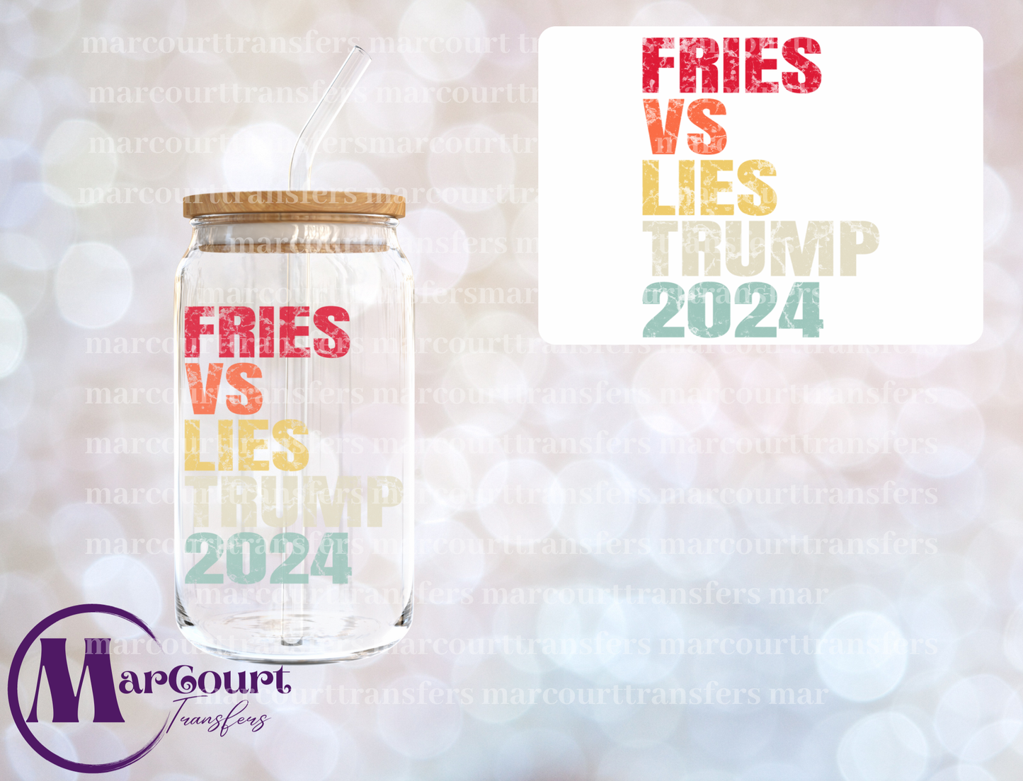 FRIES VS LIES TRUMP 2024-DECAL-UV DTF CUP WRAP