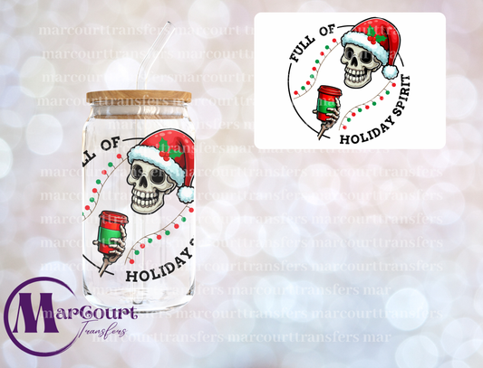 FULL OF HOLIDAY SPIRIT SKELLY-DECAL-UV DTF CUP WRAP