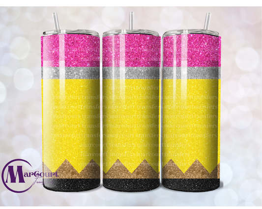 GLITTER PENCIL TUMBLER-SKINNY TUMBLER TRANSFER