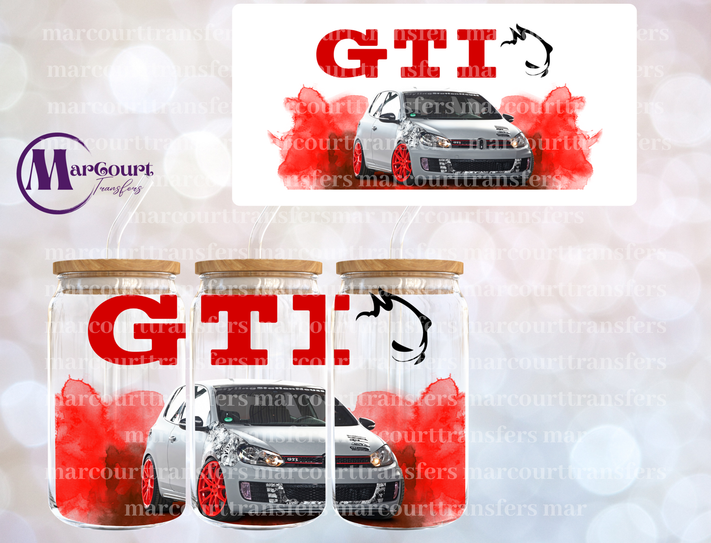 VOLKSWAGEN GTI-16 0Z-UV DTF CUP WRAP