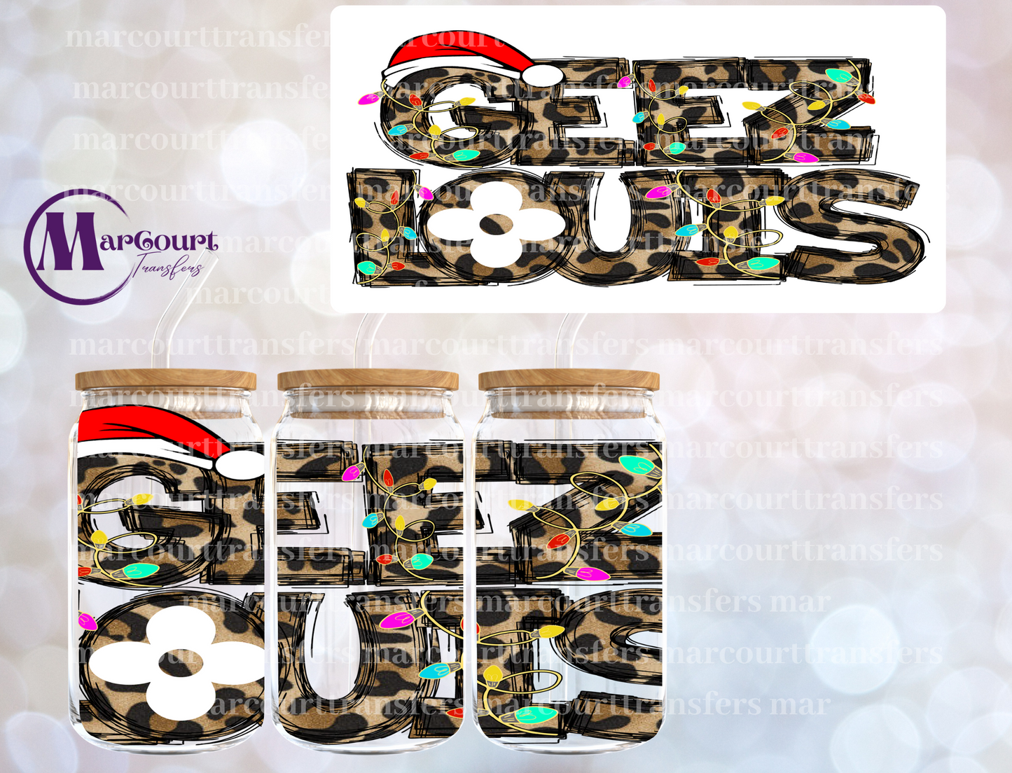 GEEZE LOUIS CHRISTMAS-16 0Z-UV DTF CUP WRAP