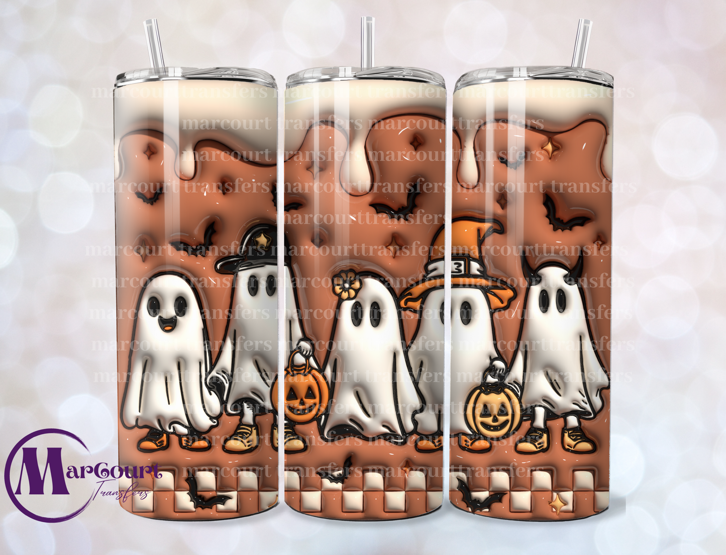 GHOST TRICK OR TREATERS-SKINNY TUMBLER TRANSFER