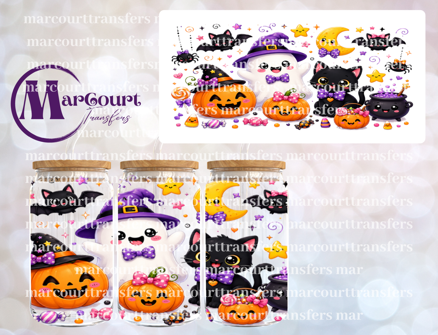 GHOST AND FRIENDS HALLOWEEN-16 0Z-UV DTF CUP WRAP