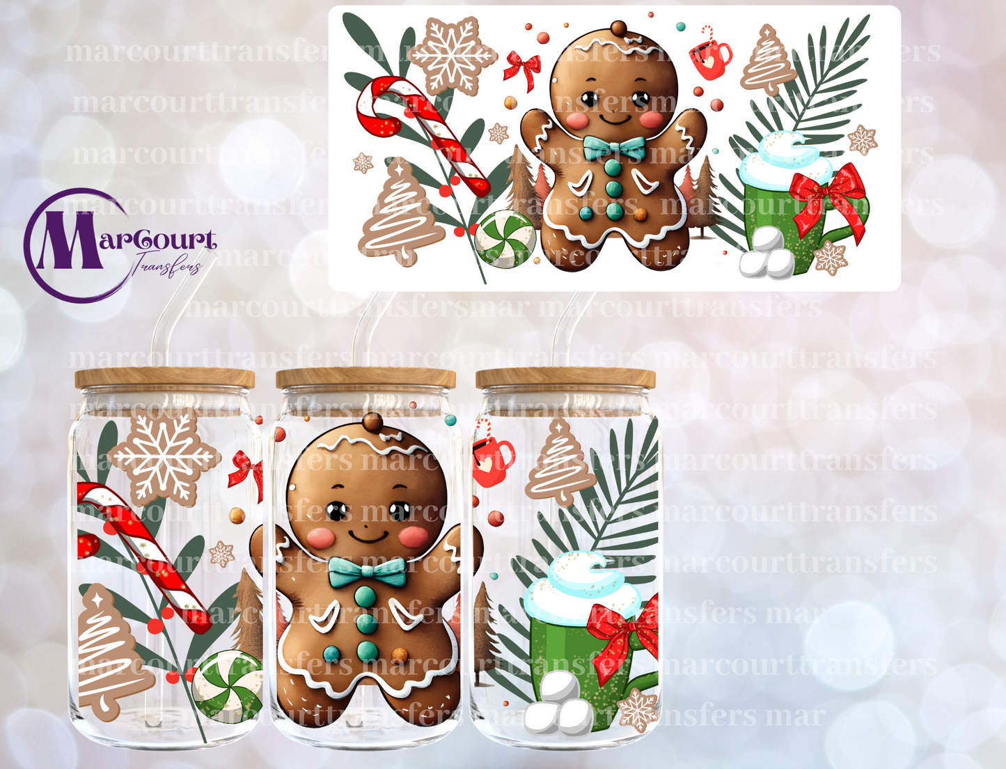 GINGERBREAD COOKIE-16 0Z-UV DTF CUP WRAP