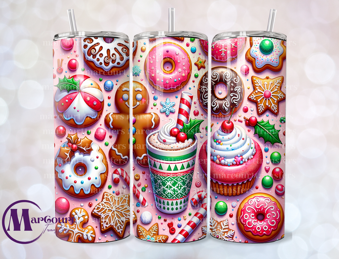 GINGERBREAD MAN WITH SWEETS-SKINNY TUMBLER TRANSFER