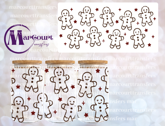 GINGERBREAD MEN AND STARS-16 0Z-UV DTF CUP WRAP