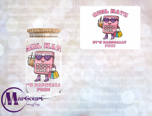 GIRL MATH-DECAL-UV DTF CUP WRAP
