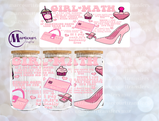 GIRL MATH-16 0Z-UV DTF CUP WRAP